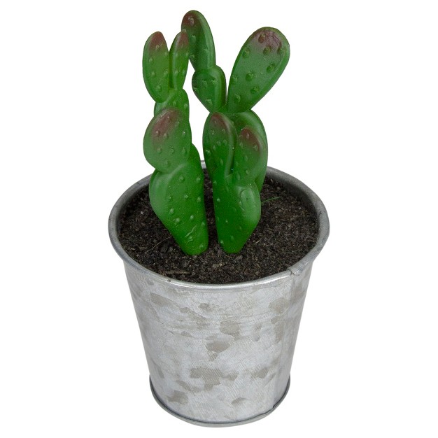 Tropical Cactus In Tin Pot Artificial Potted Plant Red green