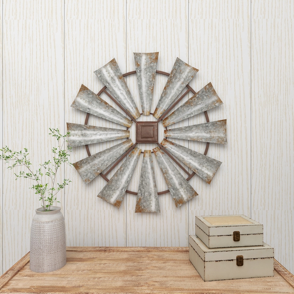 Silver Metal Farmhouse Abstract Wall Decor   30 x 1 x 30Round