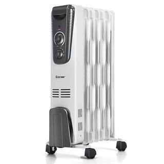 Costway 1500-Watt Gray Electric Oil Filled Radiator Space Heater 5.7 Fin Thermostat Room Radiant GHM0489