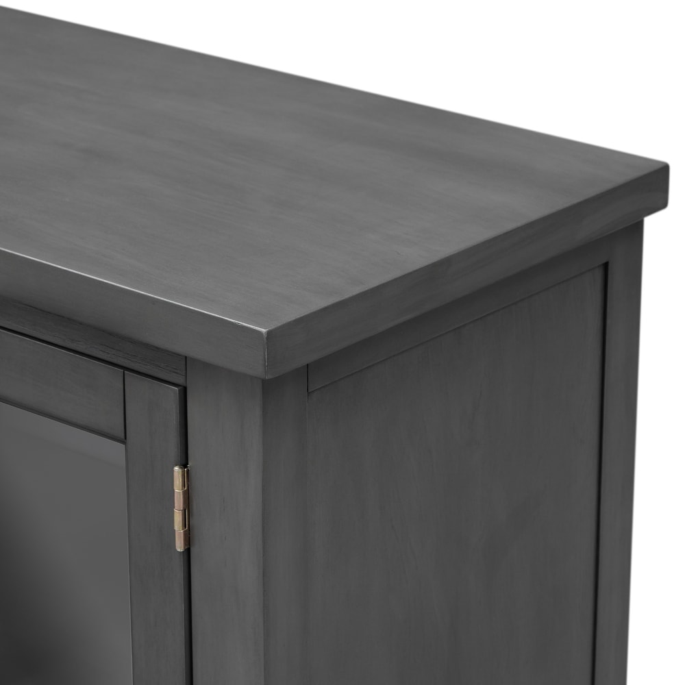 Featured Four Door Storage Cabinet Sideboard with Adjustable Shelf and Metal Handles  Tempering Glass