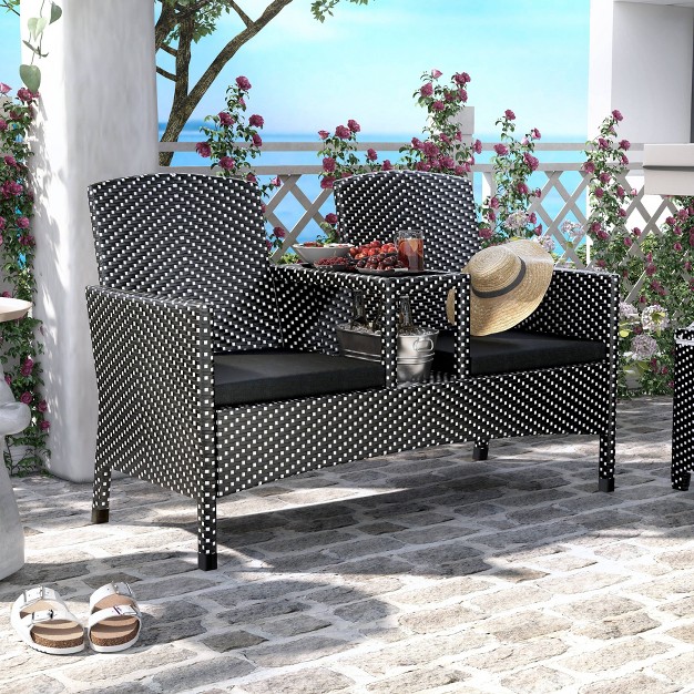 2pc Maksville Aluminum Patio Loveseat amp Storage Bench Mibasics