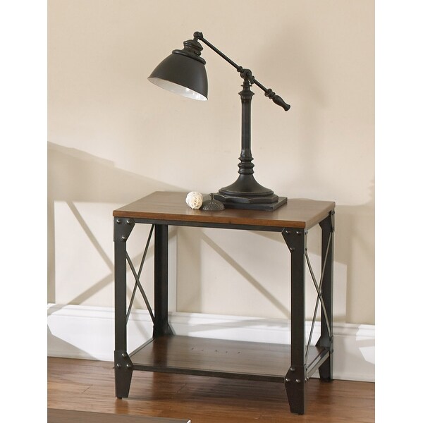 Carbon Loft Fischer Solid Wood and Iron Rustic Square End Table