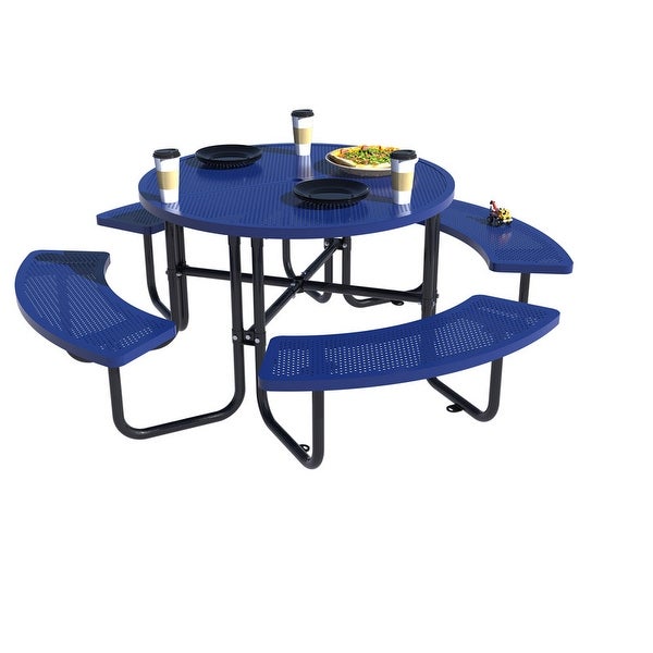 46-inch Coated Outdoor Top Round Portable Picnic Table - Overstock - 37500506