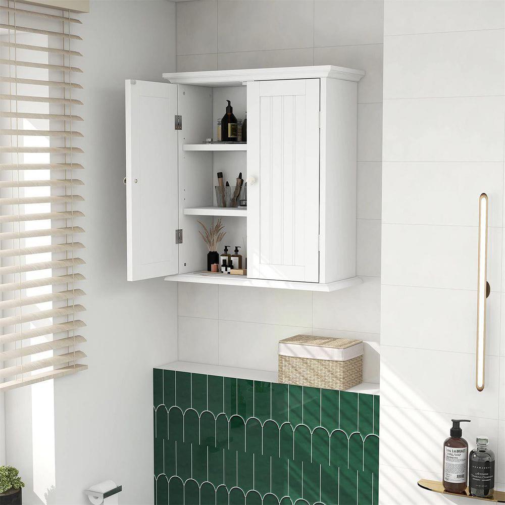 Cubilan 211 in W x 88 in D x 24 in H White Bathroom Over The Toilet Wall Cabinet