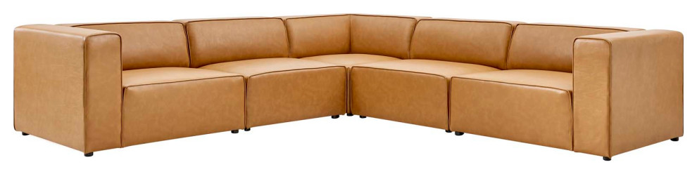 Modway Mingle Vegan Leather 5 Piece sectional Sofa   Contemporary   Sectional Sofas   by Homesquare  Houzz