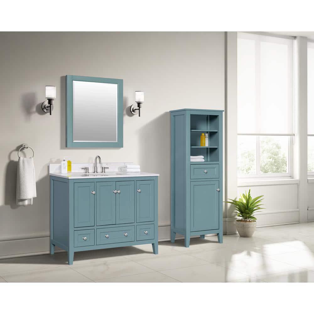 Home Decorators Collection Beverly 20 in W x 16 in D x 62 in H Linen Cabinet in Aegean Teal