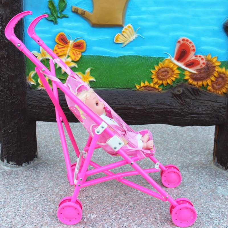 lzndeal Stroller Plastic Children Pram Pushchair Toy Play Set for Garden Outdoors Supermart Safe Baby Dolls Carriages