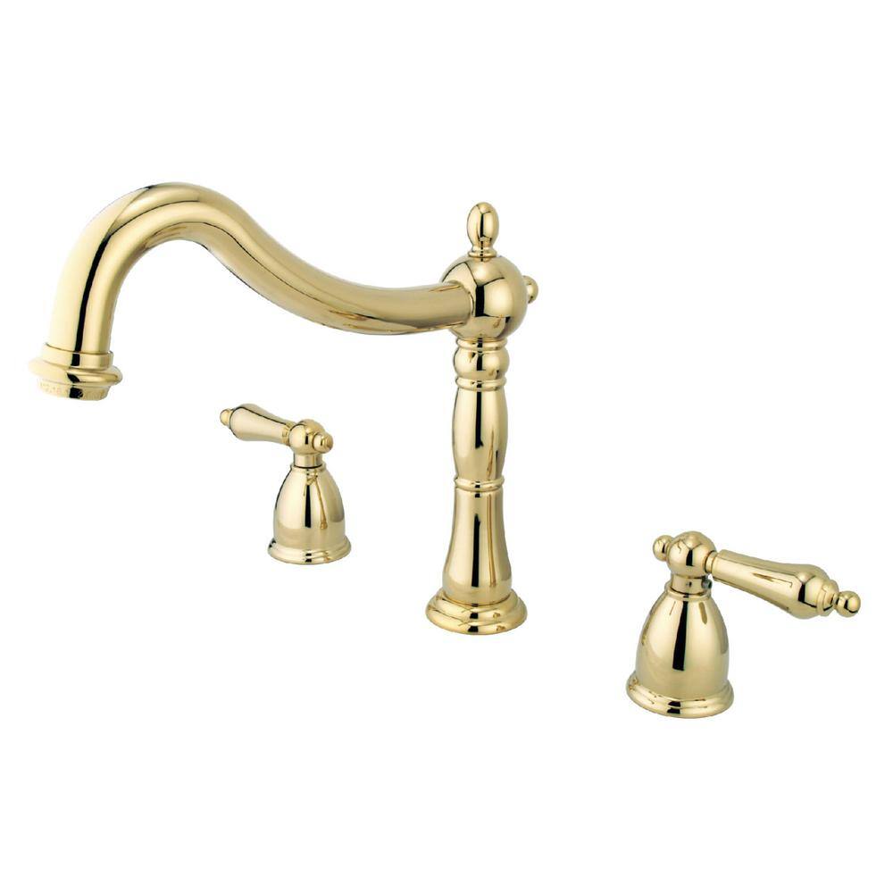 Kingston Brass Heritage 2-Handle Deck Mount Roman Tub Faucet in Polished Brass HKS1342AL