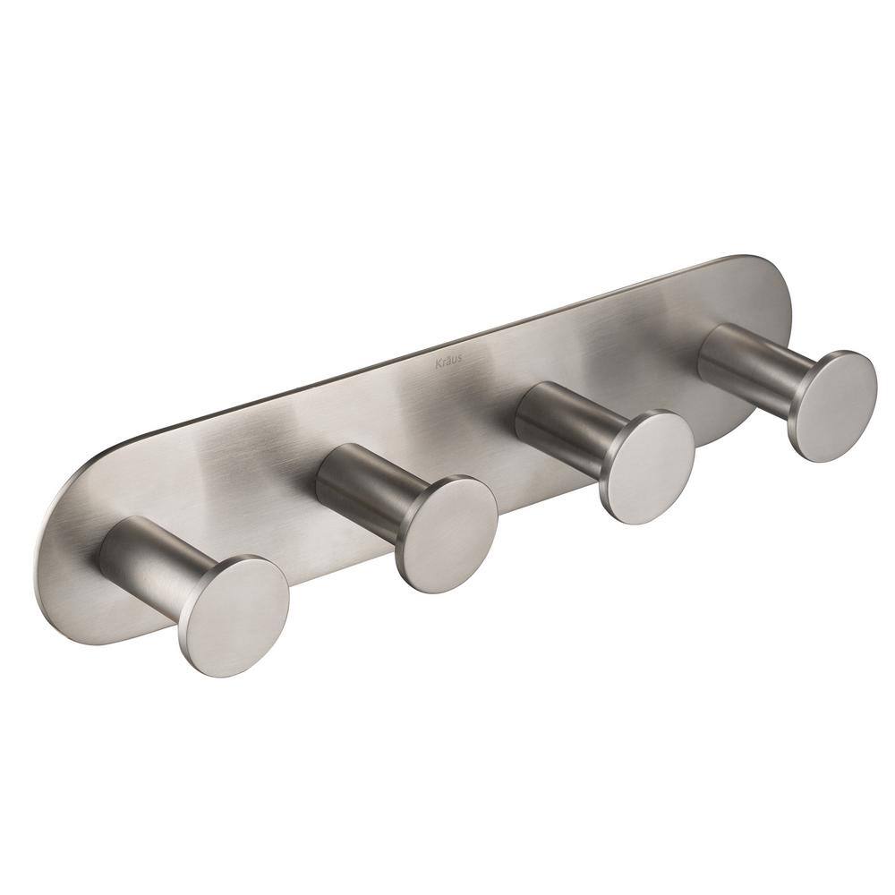 KRAUS Elie Bathroom Robe and Towel Hook Rack with 4-Hooks in Brushed Nickel KEA-18804BN