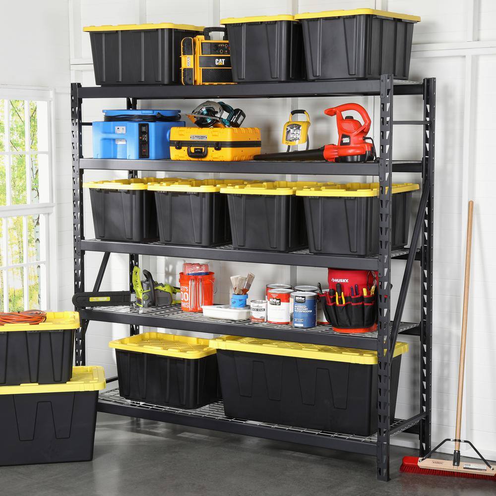 HDX 27 Gal. Tough Storage Tote in Black with Yellow Lid HDX27GONLINE(5)