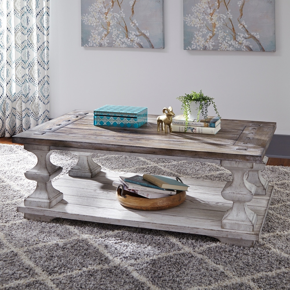 Sedona Heavy Distressed White with Gravel Cocktail Table