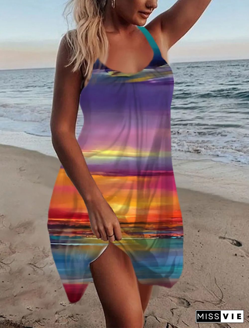 Printed Sleeveless Sling Loose Dress