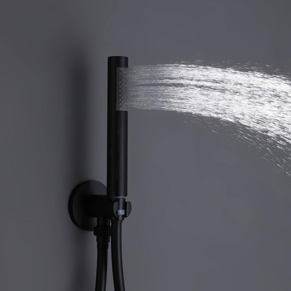 WELLFOR Single-Handle 1-Spray High-Pressure Tub and Shower Faucet with Hand Shower in Matte Black (Valve Included) WB-0948