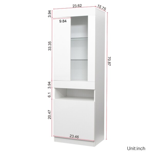 23.62 Inch Width Particle Board Side Board Side Cabinet with LED Light - N/A