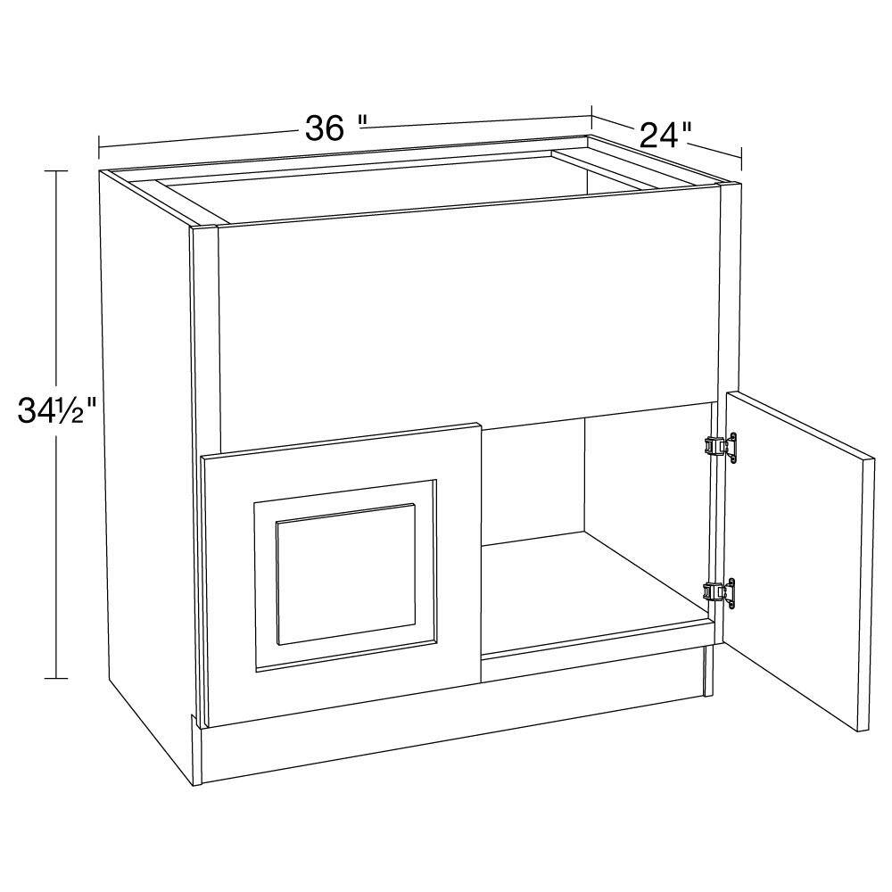 Home Decorators Collection Grayson Mythic Blue Plywood Shaker Stock Assembled Sink Base Kitchen Cabinet Farm Soft Clse 36 in. x 34.5 in. x 24 in. FSB36-GMB