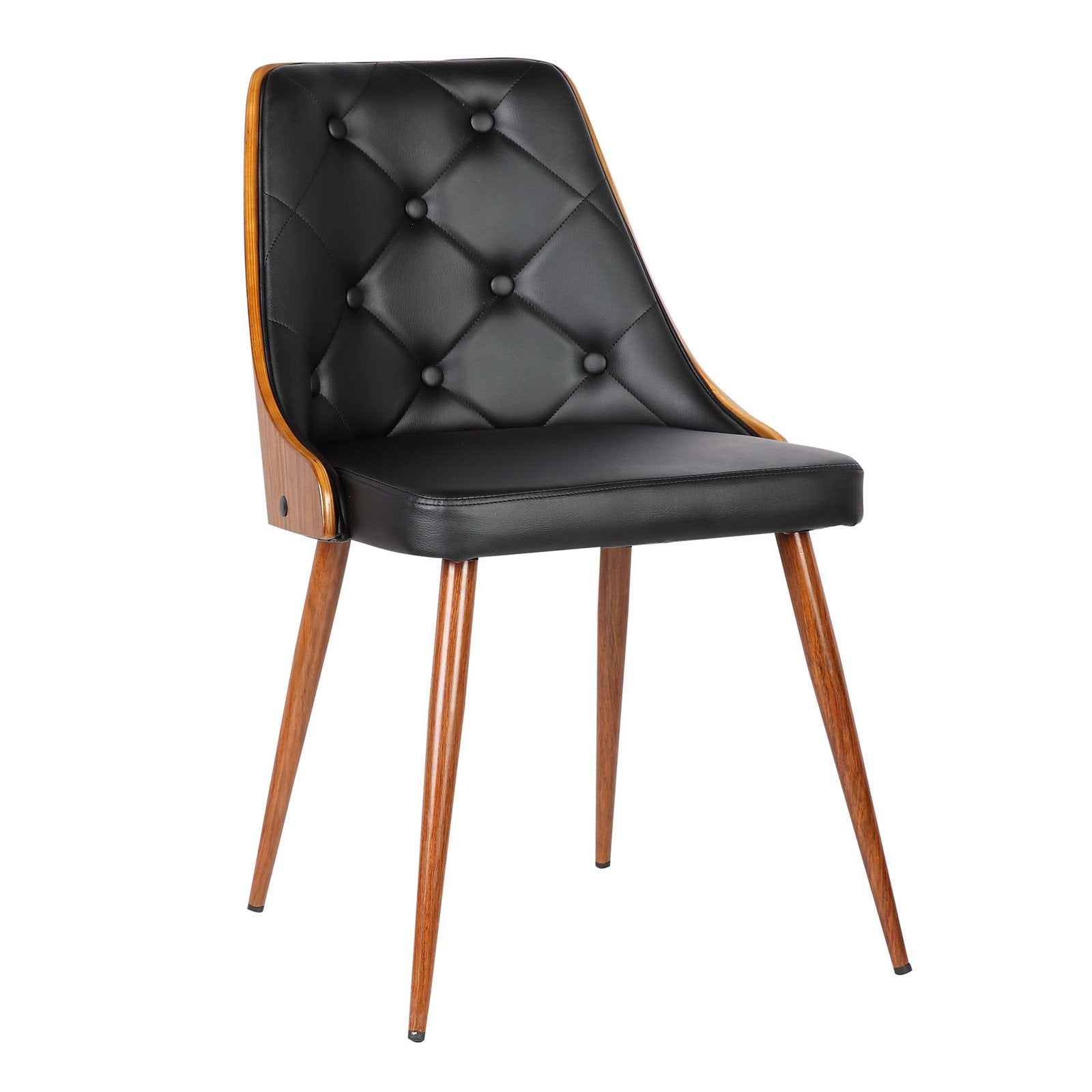 Armen Living Lily Dining Chair Upholstered Tufted Grey with Wood Legs