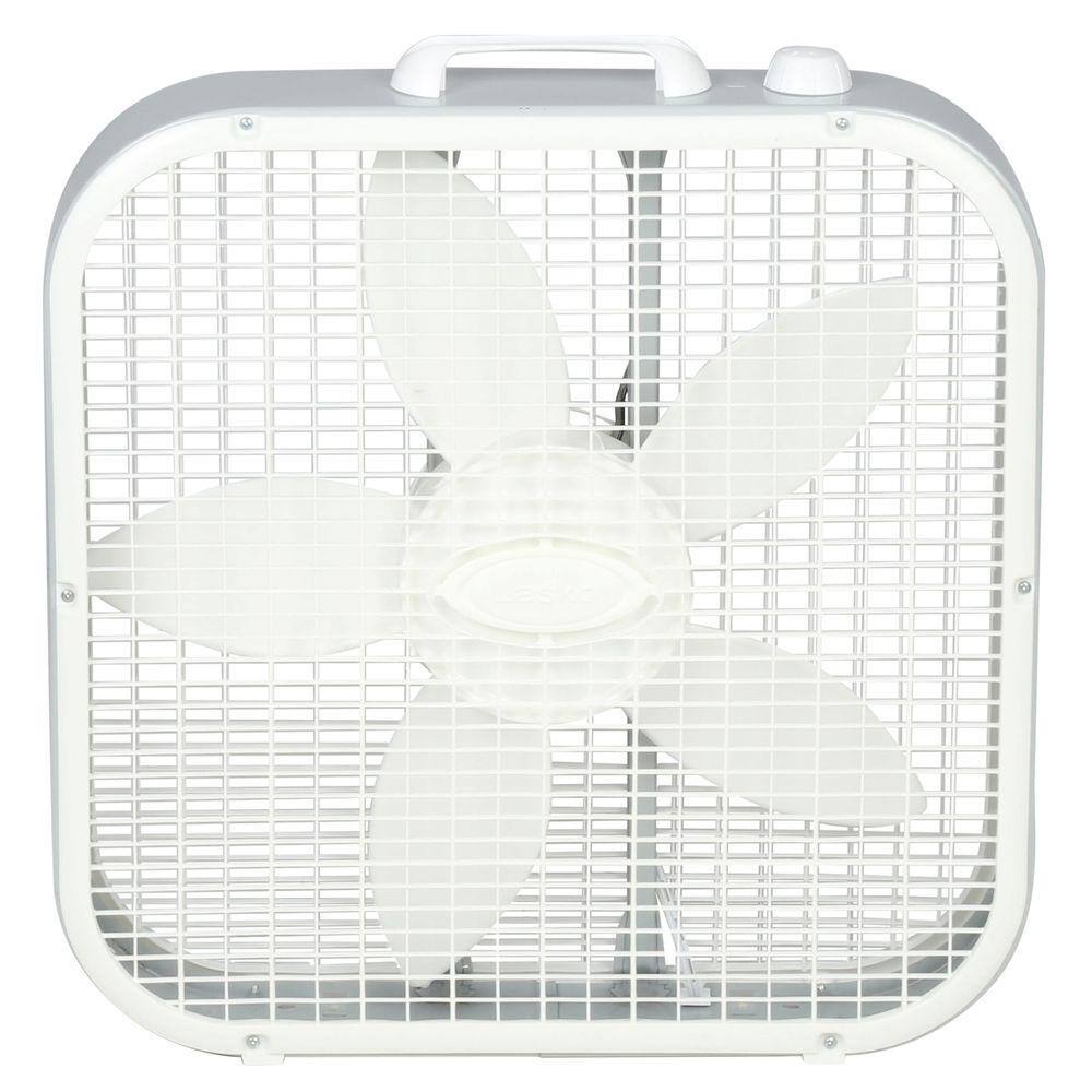 Lasko Save-Smart Energy Efficient 20 in. 3 Speed White Box Fan with Built-In Carry Handle 3733