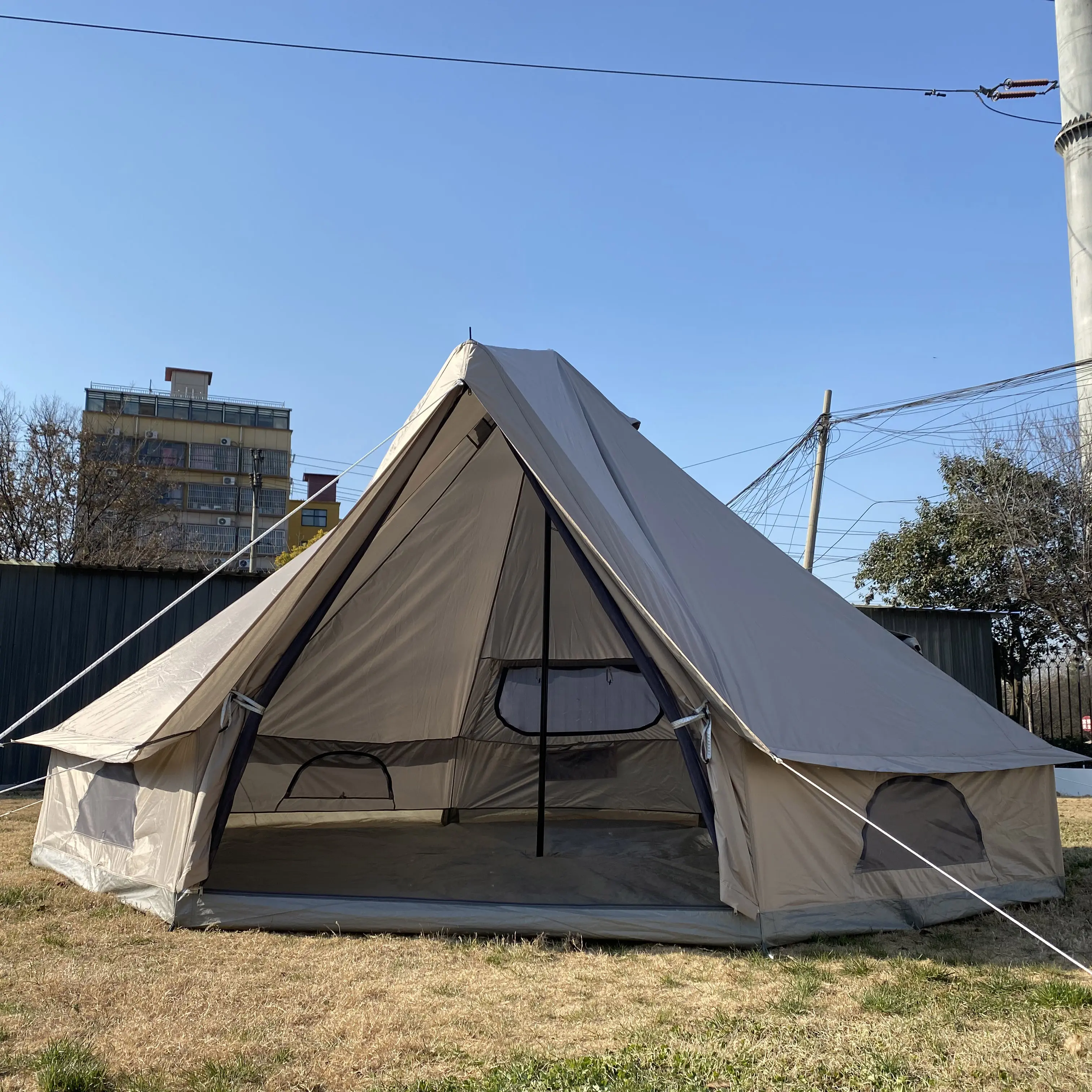 4m Luxury Glamping Mongolian Camping House Family Bell Yurt Tent For Sale