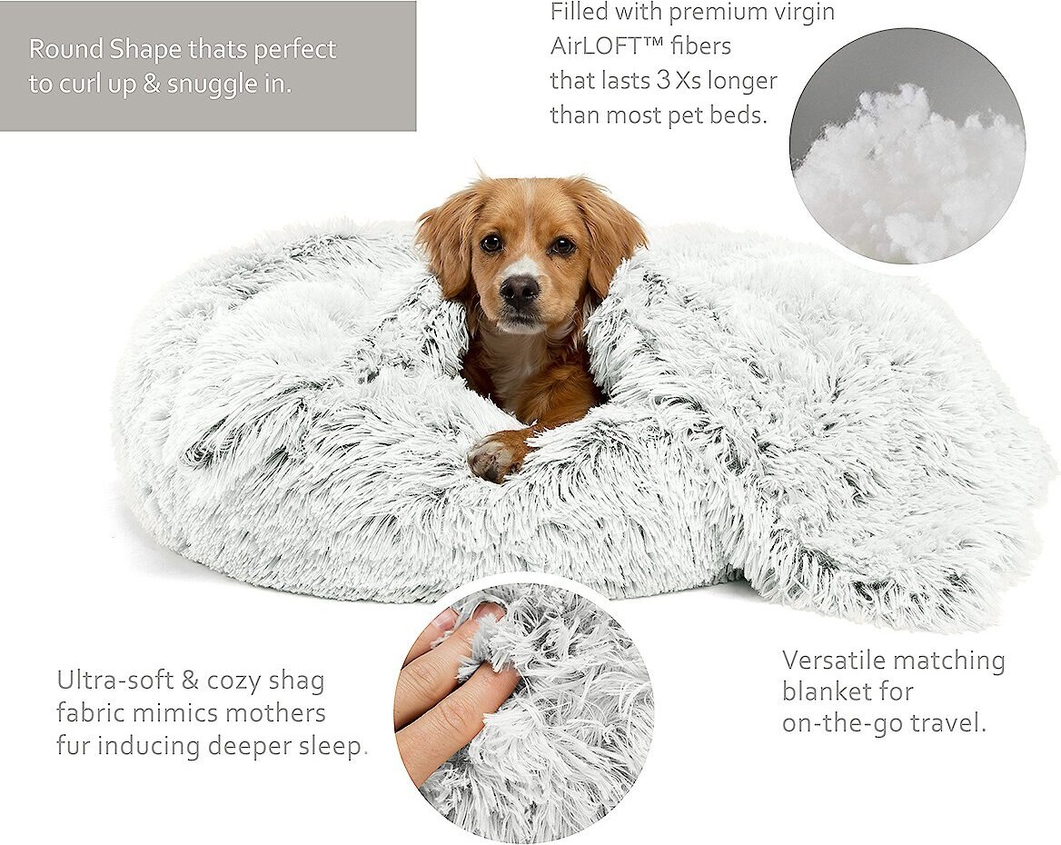 Best Friends by Sheri The Original Calming Donut Dog Bed and Throw Dog Blanket