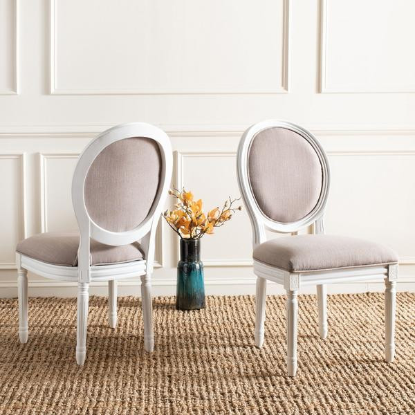 Ciley 19  x27 x27h French Brasserie Linen Oval Side Chair Set of 2 Taupe   French Country   Dining Chairs   by Virgil Stanis Design  Houzz