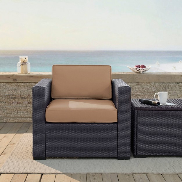 Biscayne Outdoor Wicker Armchair Mocha Crosley