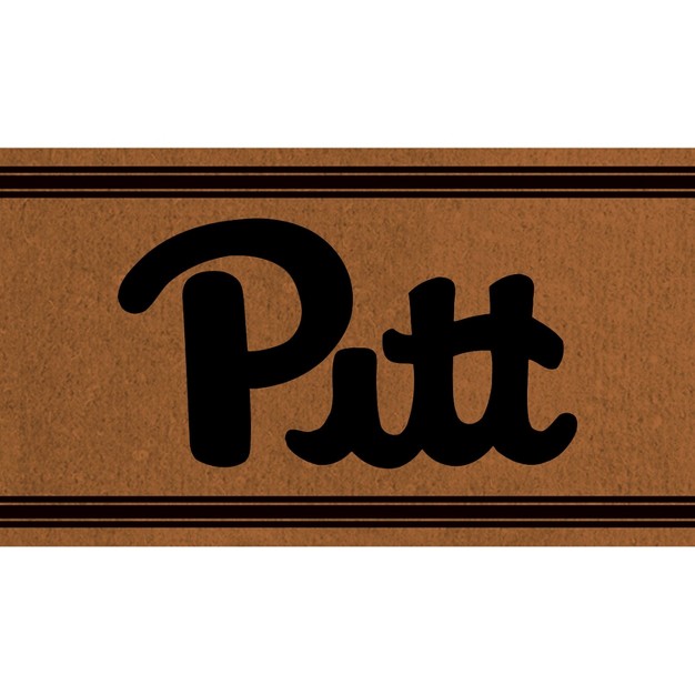 Evergreen University Of Pittsburgh Logo Turf Mat Brown 28 X 16 Inches Indoor Outdoor Doormat