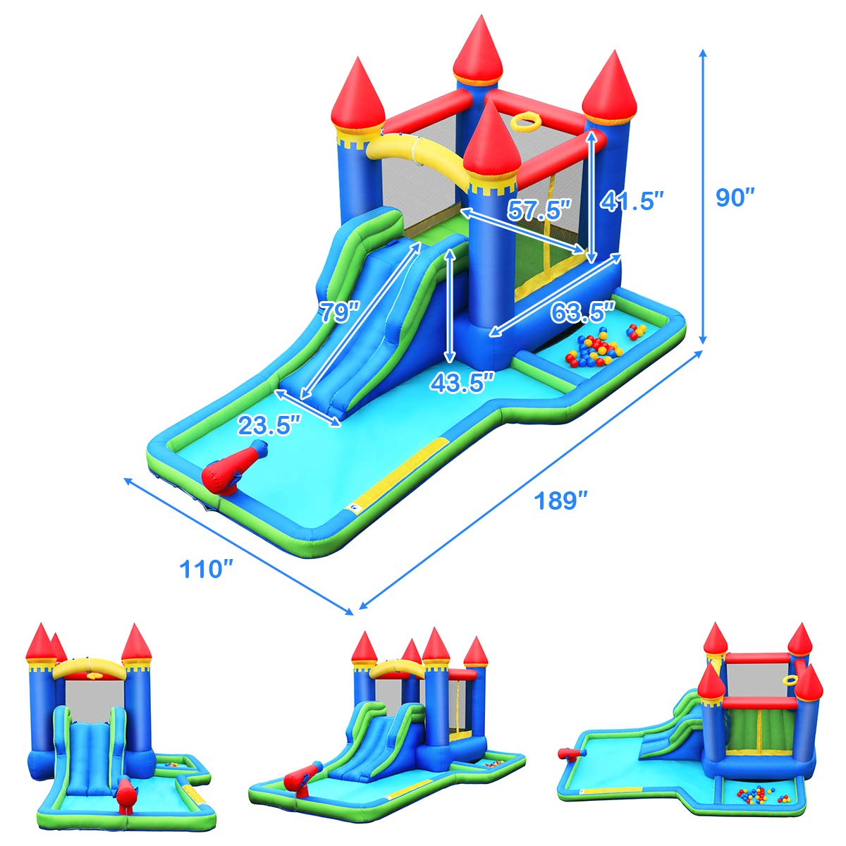 BOUNTECH Inflatable Bounce House | Kids Castle Water Slide with Climbing Wall for Backyard