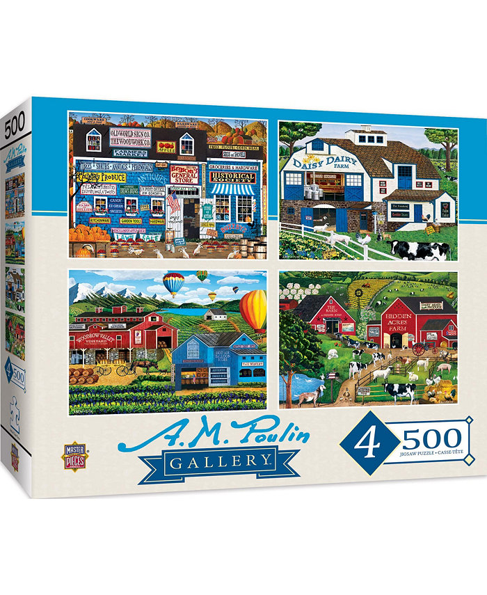 MasterPieces Puzzles AM Poulin - 4 Pack - 500 Piece Adult Jigsaw Puzzle