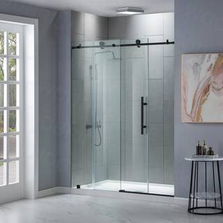 WOODBRIDGE Austin 44 in. to 48 in. x 76 in. Frameless Sliding Shower Door with Shatter Retention Glass in Matte Black Finish MSDC4876-MBL