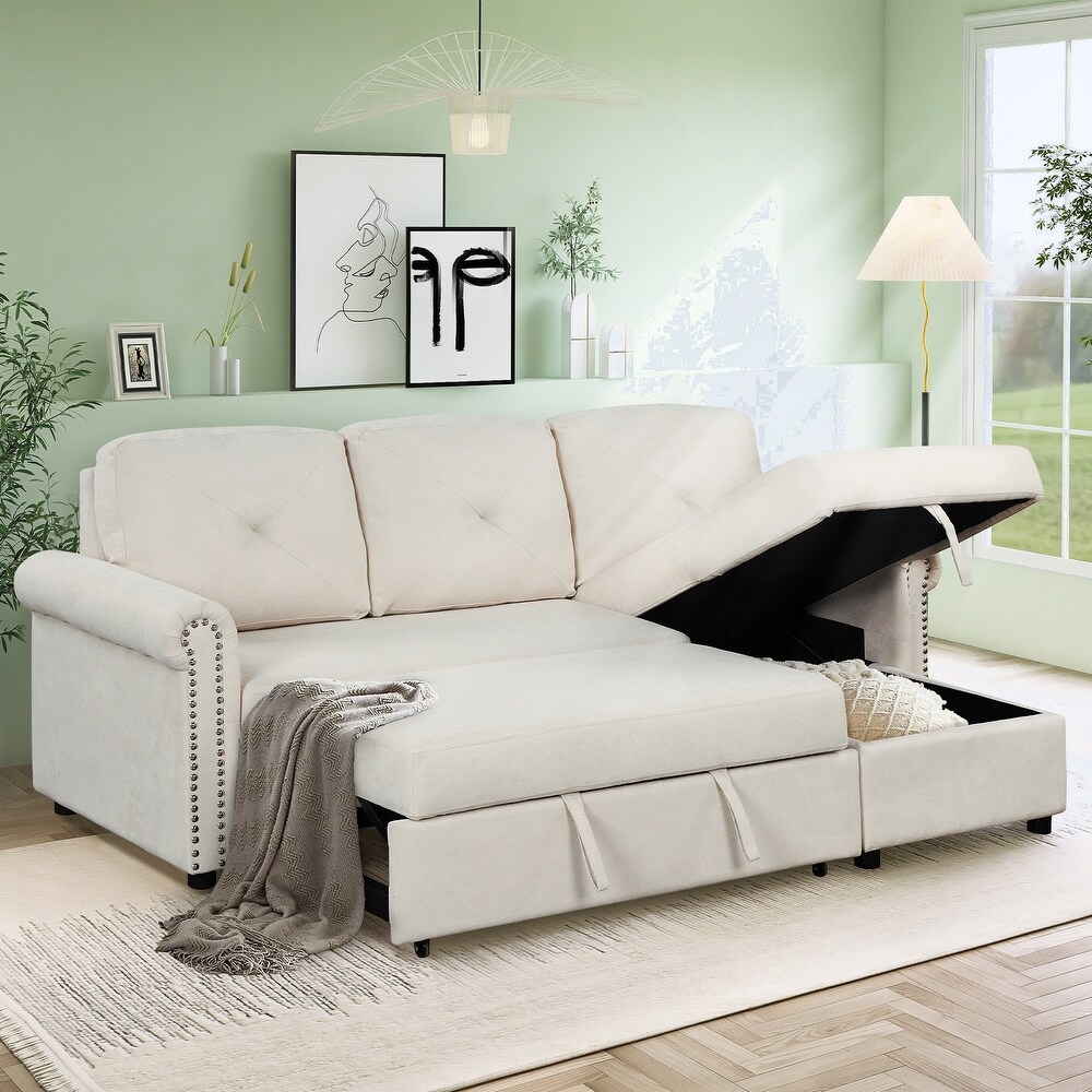 Modern Sleeper Sofa Bed Convertible Sectional Couch with Storage