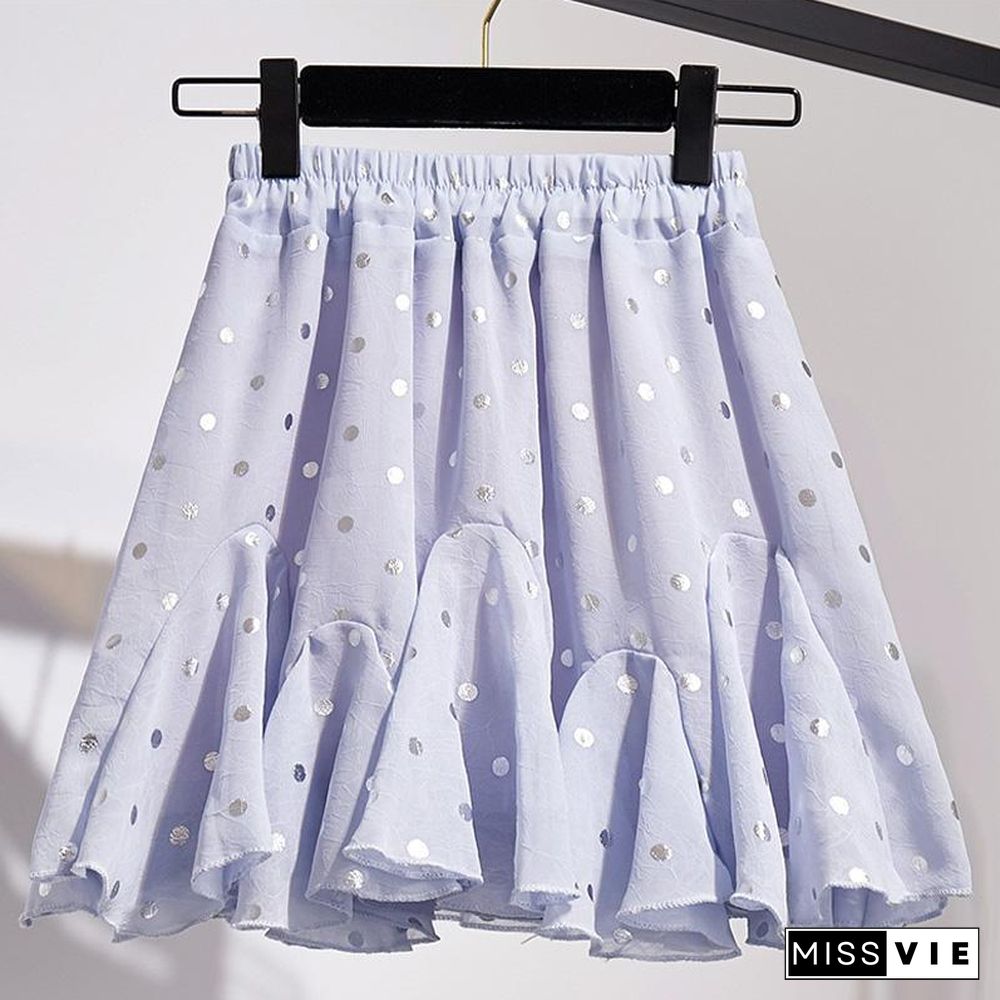 Sweety Chiffon Polka Dot Blouses+Skirt P15846