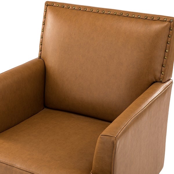 Armchair with Solid Wooden Legs and Nailhead Trim for Bedroom， Living Room， or Dining Room