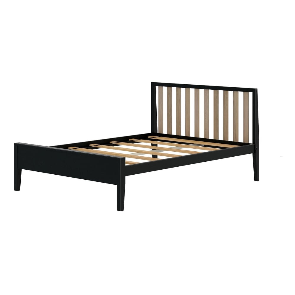 Plank and Beam Modern Full Size Bed with Slatted Headboard