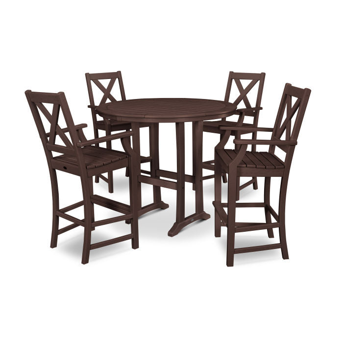 Polywood Braxton 5-Piece Nautical Trestle Arm Chair Bar Set PWS513-1