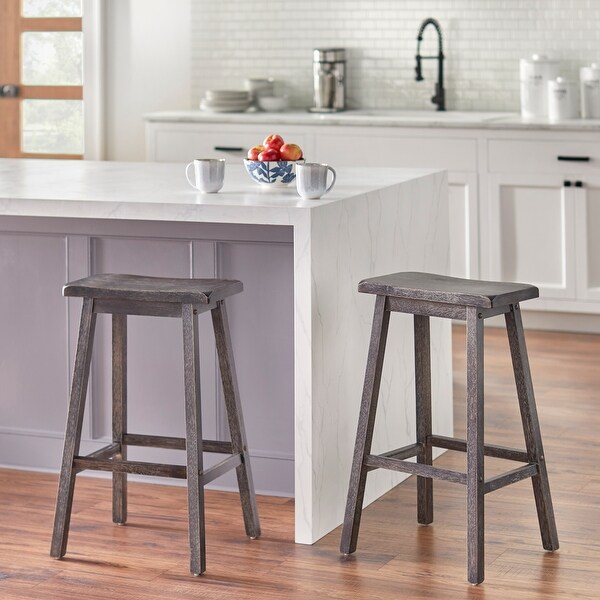 Simple Living Marney Rubberwood Saddle Bar Stools (Set of 2)