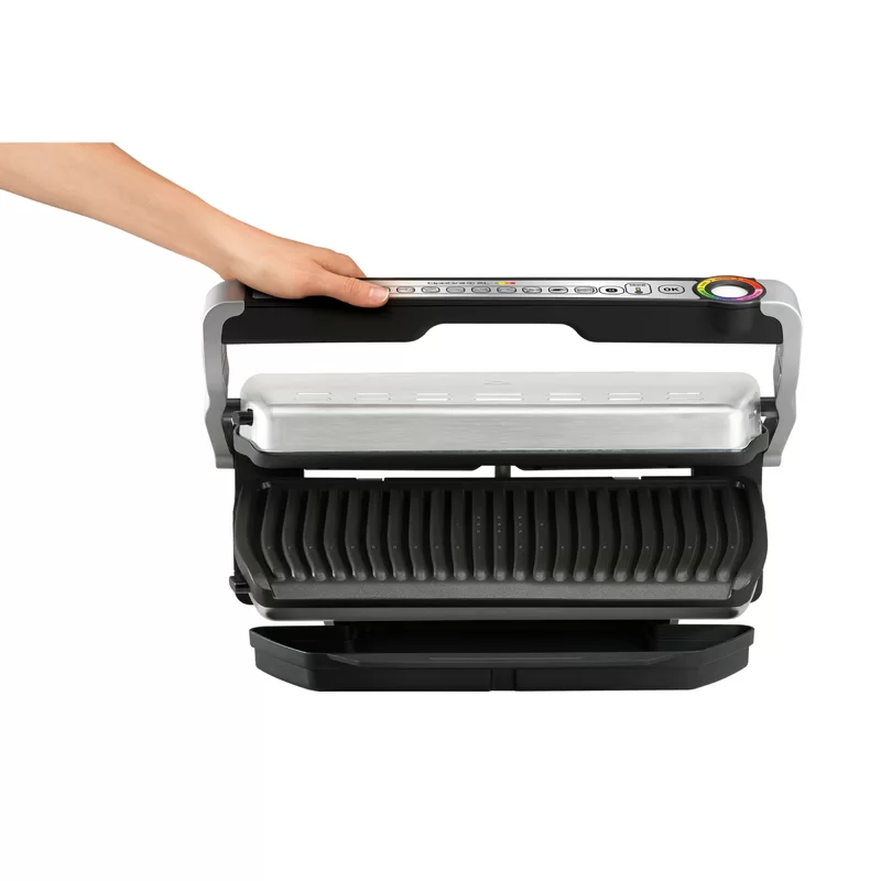 T-fal GC722D53 1800W OptiGrill XL Stainless Steel Large Indoor Electric Grill with Removable and Dishwasher Safe Plates， Silver