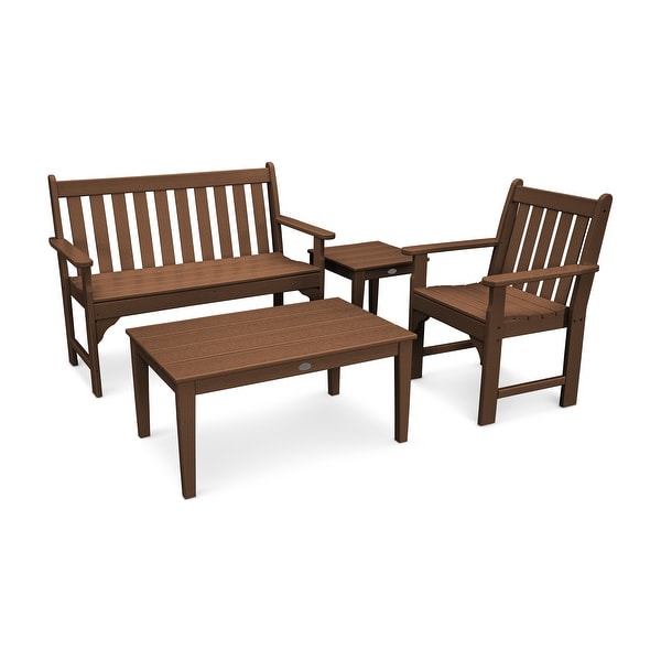 POLYWOOD Vineyard 4Piece Outdoor Bench，Chair，and Table Set