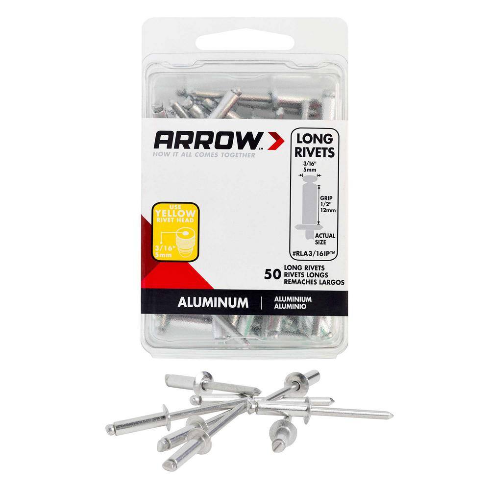 Arrow 316 in. x 12 in. Aluminum Grip Range Rivets (50-Pack) RLA316IP