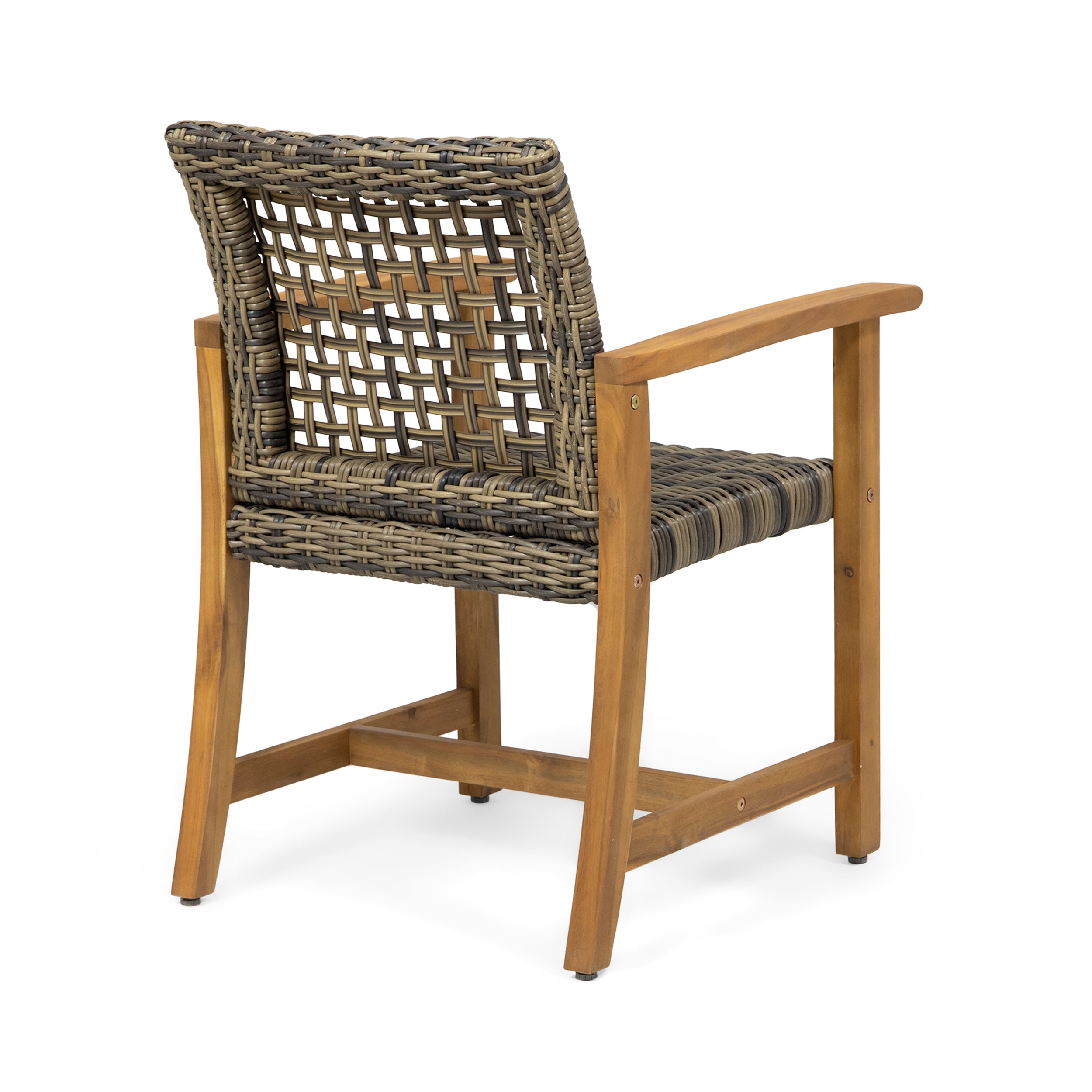 Alyssa Outdoor Acacia Wood and Wicker Dining Chair (Set of 2)