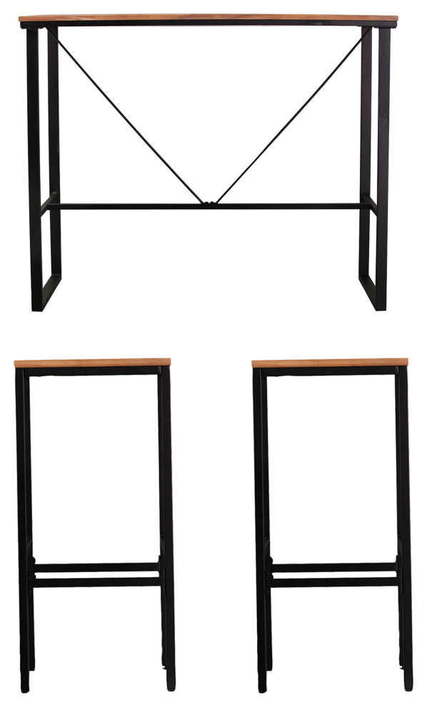 Baptistine 3 Piece Indoor/Outdoor Space Saving Bar Set   Industrial   Outdoor Pub And Bistro Sets   by SEI  Houzz