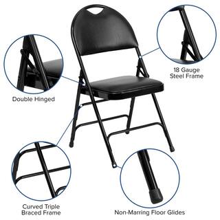 Flash Furniture Black VinylBlack Frame Metal Folding Chair (4-Pack) CGA-HF-15305-BL-HD