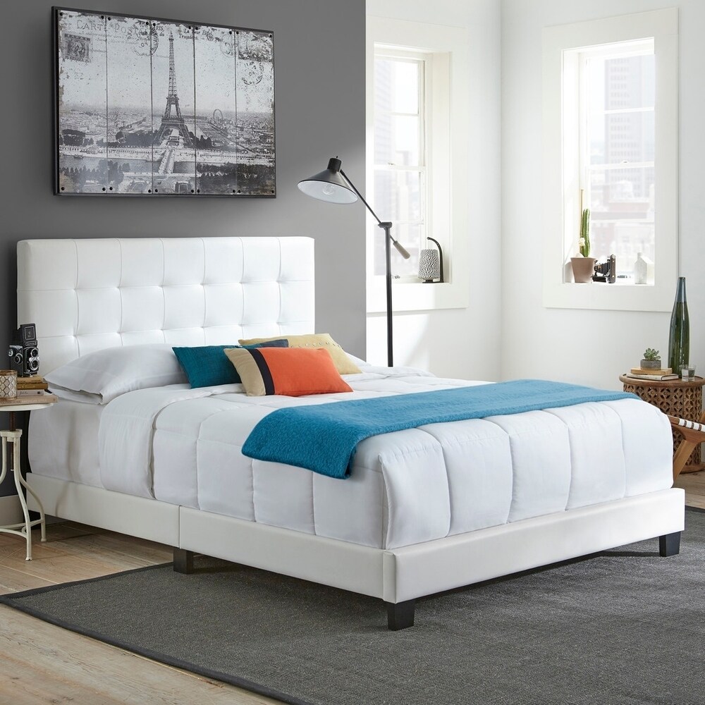 Boyd Sleep Roma Tufted Upholstered Leather Platform Bed 3 Colors