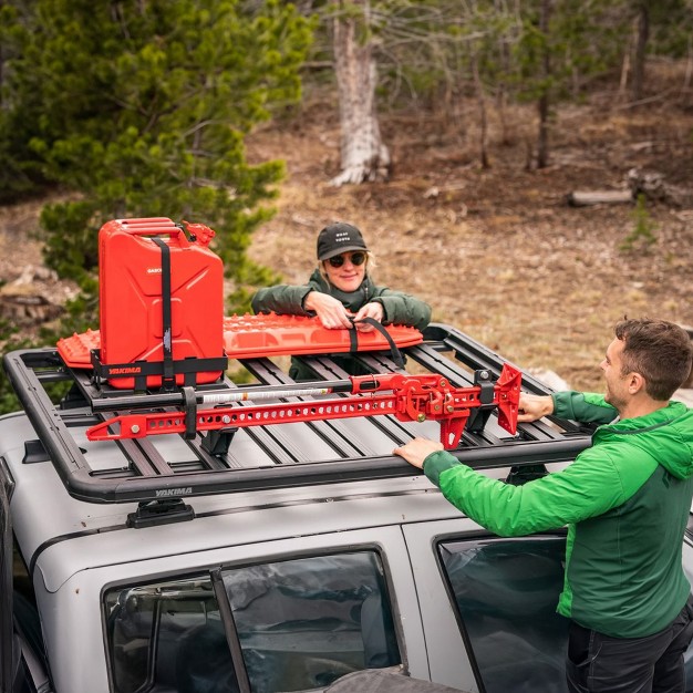 Yakima Locknload Plastic Platform Jerry Can Holder For Roof Rack Systems With 45 Pound Load Capacity And Heavy Duty Hook Straps Black