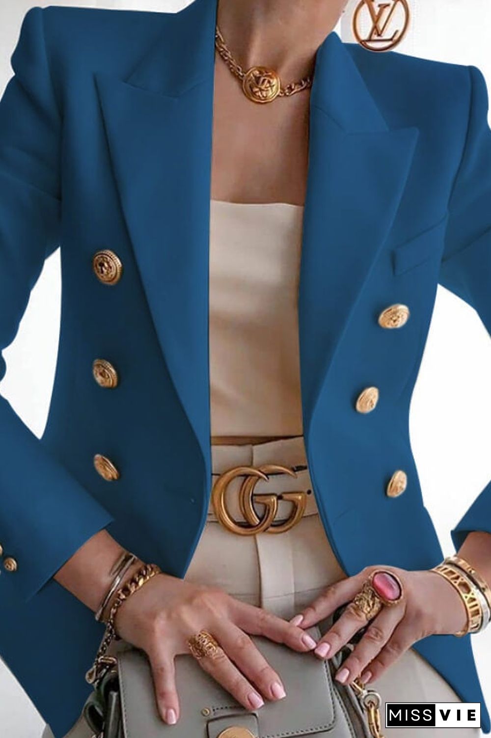 Casual fashion Solid Color Suit Jacket