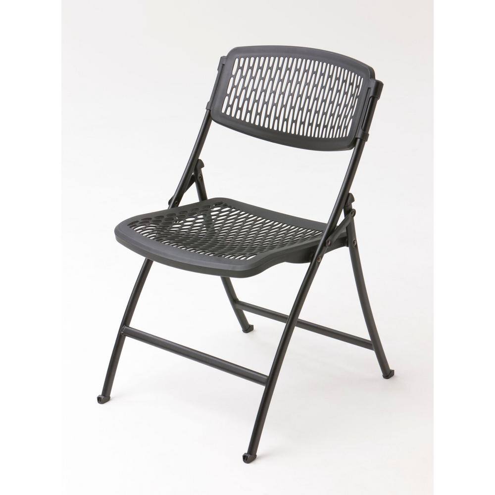 HDX Plastic Seat Folding Chair in Black 2FF0010P