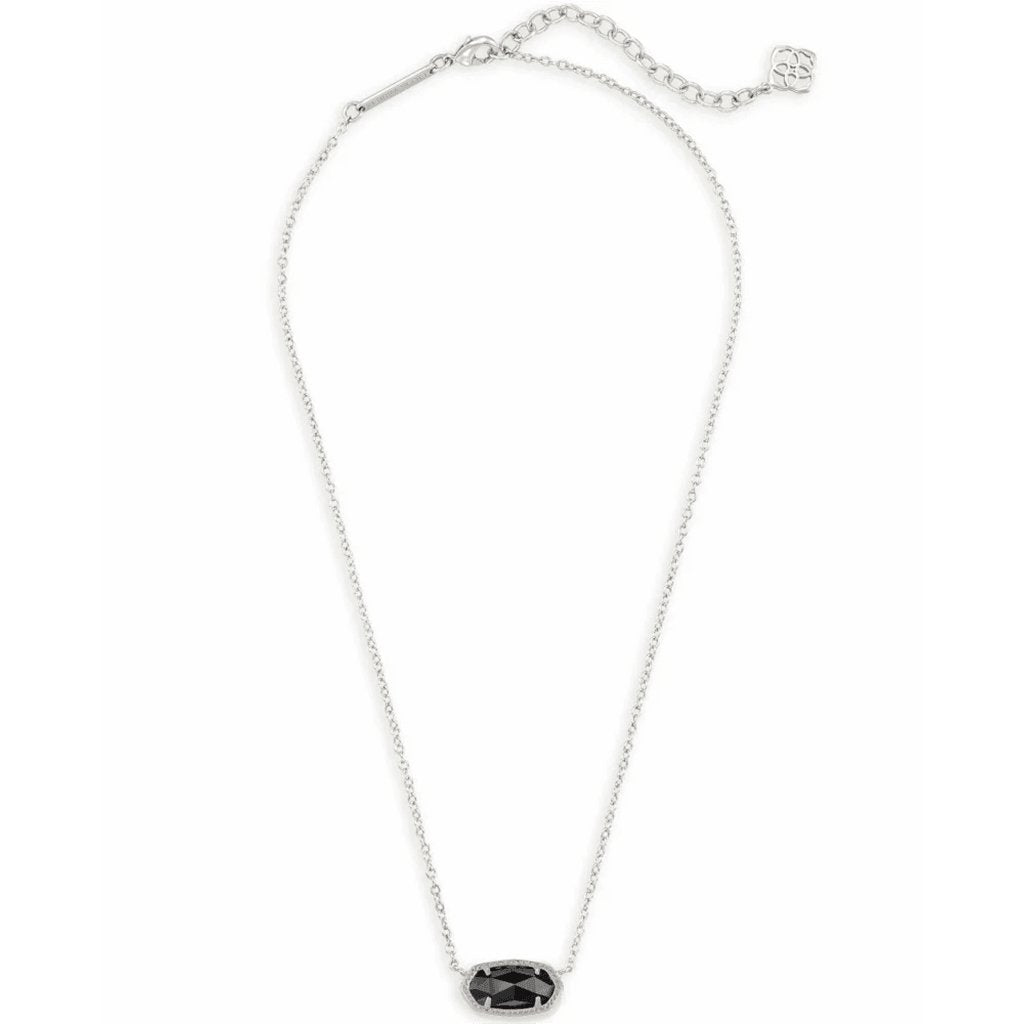 Kendra Scott  Elisa Silver Pendant Necklace In Black Opaque Glass