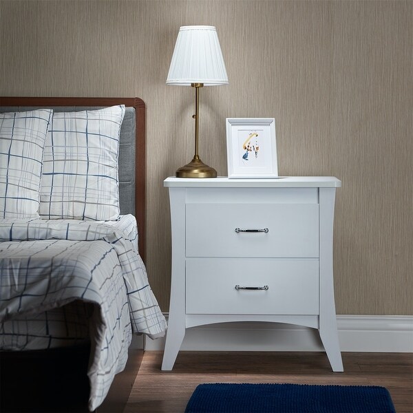 Aoolive Wooden Night Table Nightstand for Bedroom in White - - 35577045