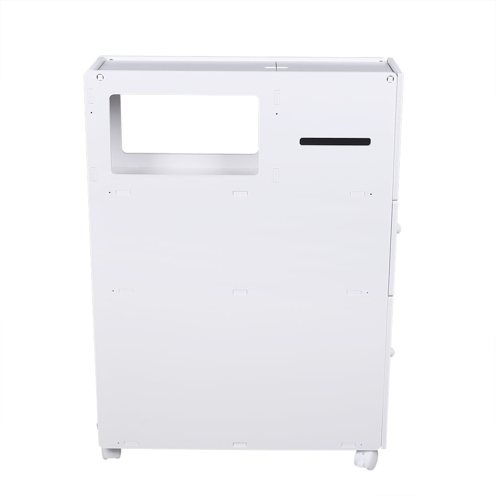 ANQIDI Toilet Side Cabinet, PVC White Low Cabinet Movable Narrow Cabinet Floor-To-Ceiling Bathroom Cabinet 20.5*6.4*29.5 In