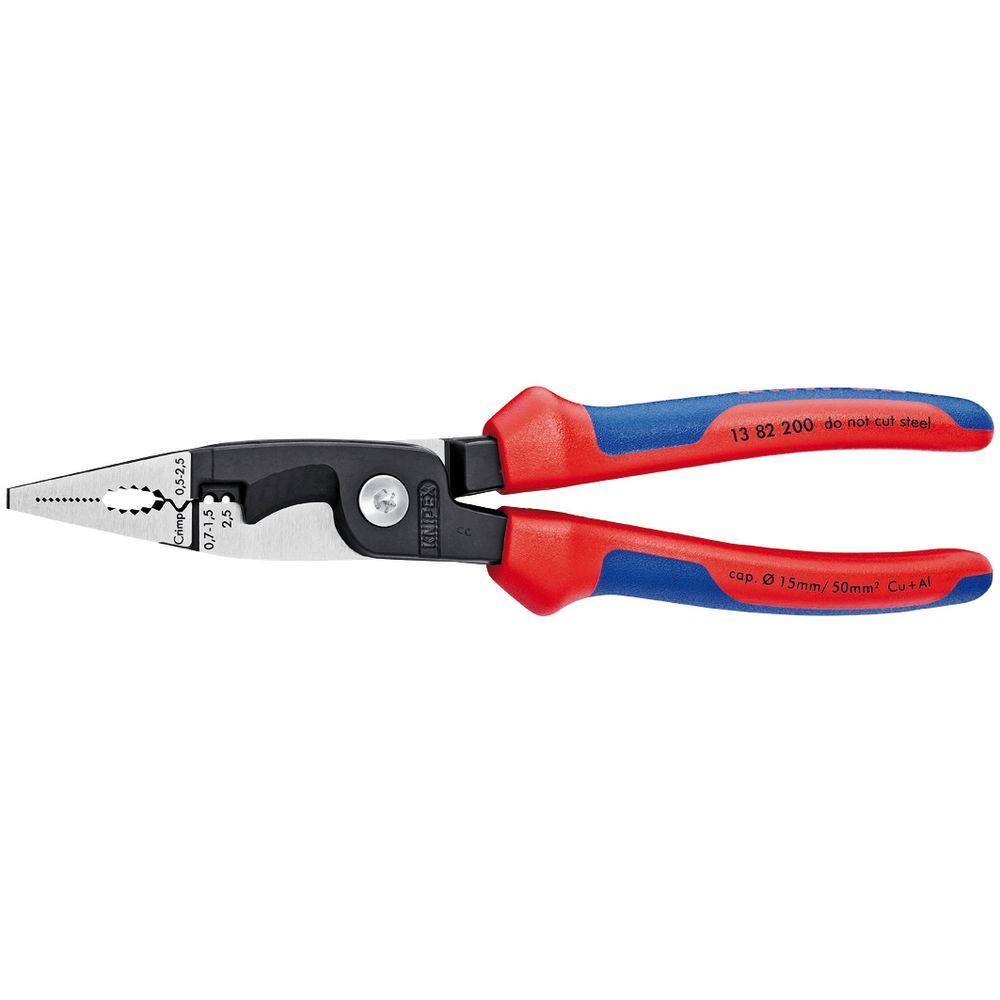 KNIPEX Heavy Duty Forged Steel 6-in-1 Electrical Installation Pliers with Multi-Component Grip 13 82 200 SB