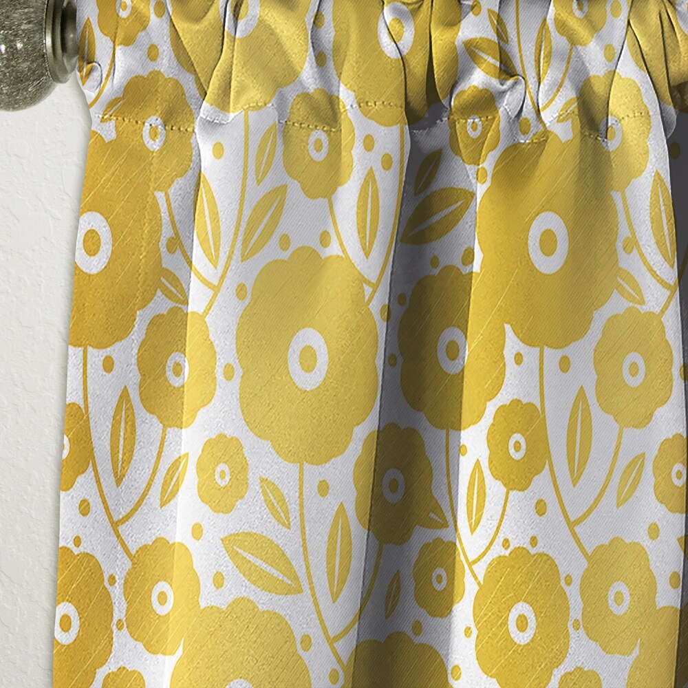 Designart 'Golden Floral I ' Mid Century Modern Blackout Curtain Single Panel